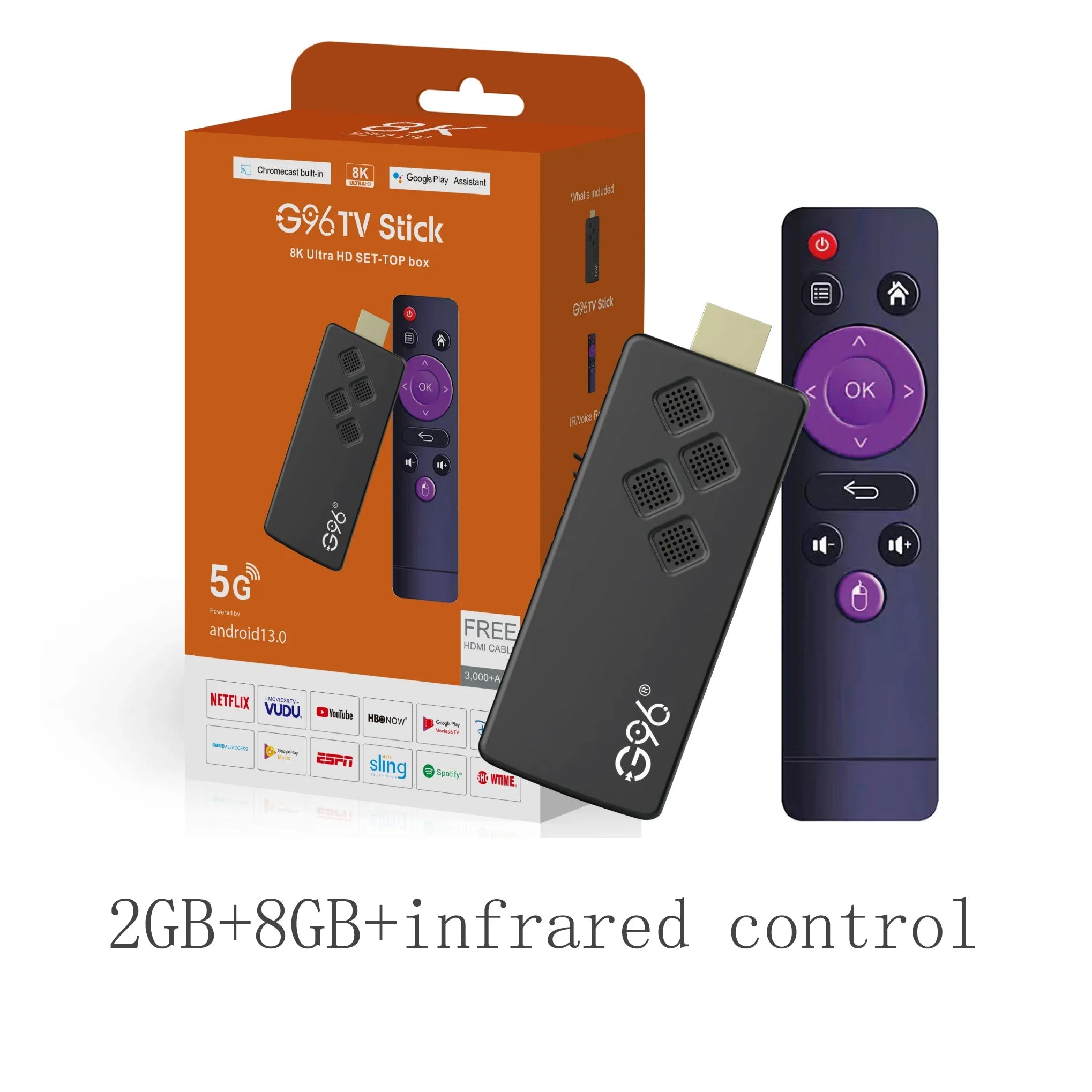 G96 Smart Tv stick Android13.0 Q2 Allwinner H313 BT5.0 Google Voice 4k Dual Wifi Youtube Multi Language Streaming Media Player