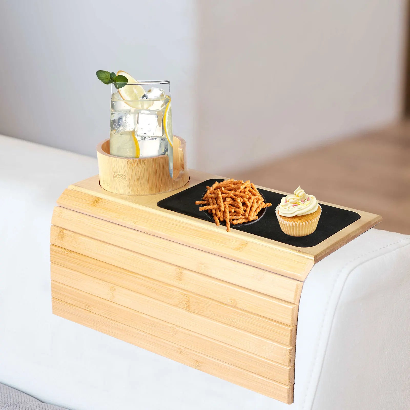 SipEase™ Wooden Couch Cup Holder – Spill-Free Relaxation