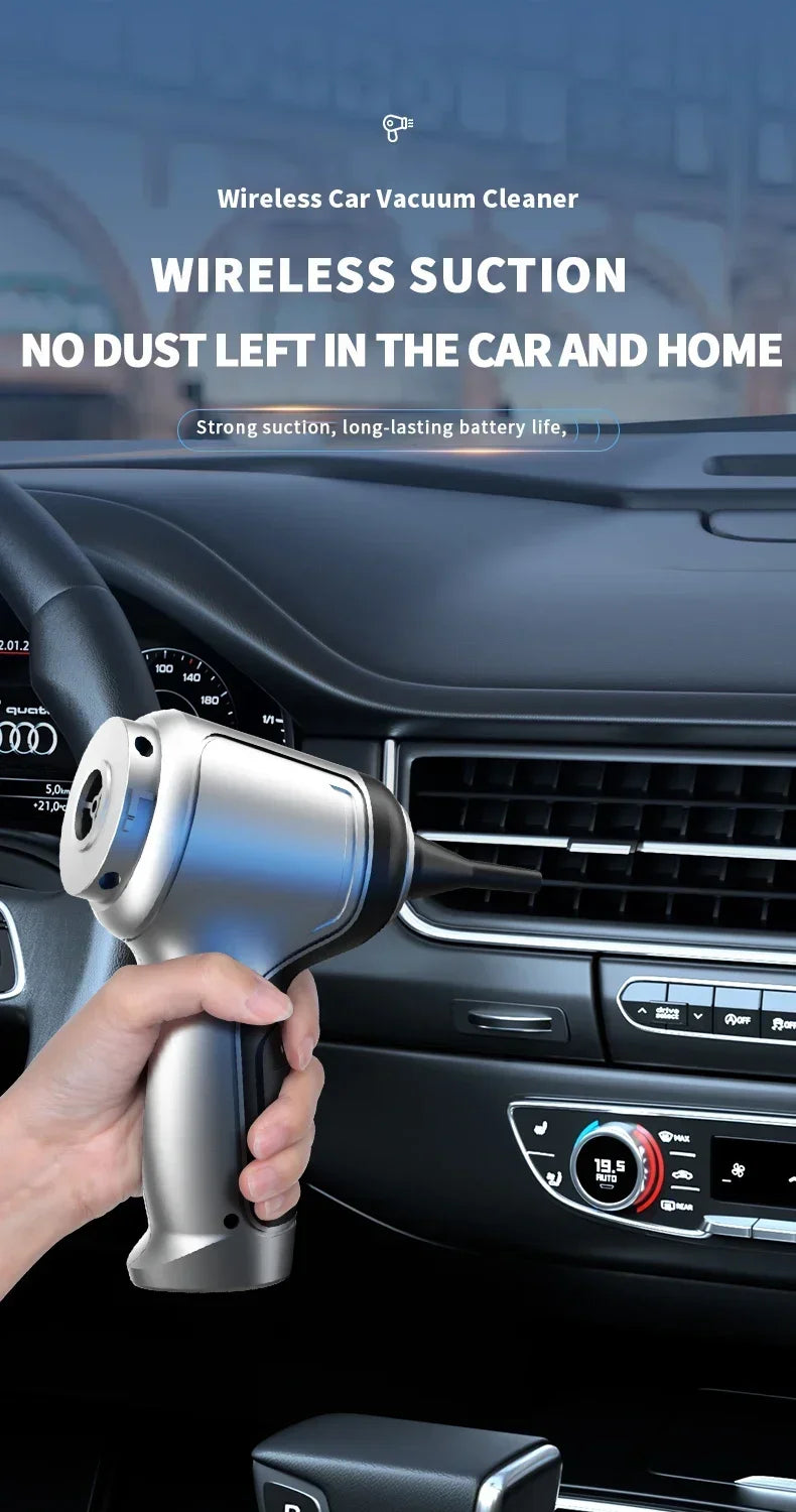 SUITU UltraGrip 95000PA Wireless Handheld Car Vacuum Cleaner – Pro-Grade Strong Suction Auto & Home Cleaning Robot with Child Lock
